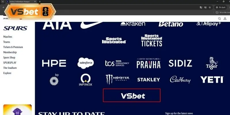 Dấu ấn Vsbet đồng hành cùng câu lạc bộ Tottenham Hostpur mùa giải 2026-2027 trên sân